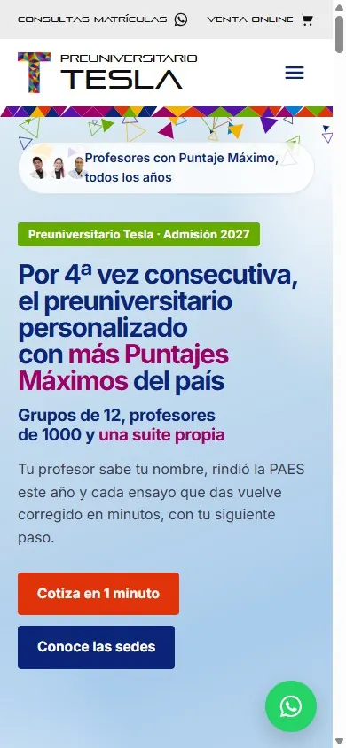 El mismo sitio en el celular